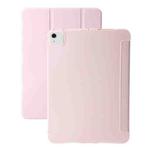 For iPad Air 11 2024 Three-fold Holder Flip Tablet Leather Case(Light Pink)