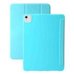 For iPad Air 11 2024 Three-fold Holder Flip Tablet Leather Case(Mint Blue)