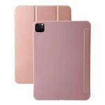 For iPad Pro 11 2024 Three-fold Holder Flip Tablet Leather Case(Rose Gold)