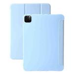 For iPad Pro 11 2024 Three-fold Holder Flip Tablet Leather Case(Sky Blue)