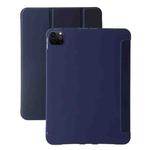 For iPad Pro 11 2024 Three-fold Holder Flip Tablet Leather Case(Dark Blue)