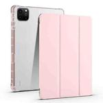 For iPad Pro 11 2024 3-fold Clear TPU Smart Leather Tablet Case with Pen Slot(Sand Pink)