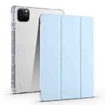 For iPad Air 11 2024 3-fold Clear TPU Smart Leather Tablet Case with Pen Slot(Ice Blue)