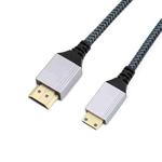 HDTV to Mini HDTV 4K UHD Video Transmission Braided Cable, Length:1m(Grey)