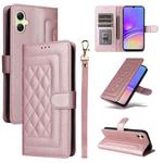 For Samsung Galaxy A05 Diamond Lattice Leather Flip Phone Case(Rose Gold)