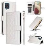 For Samsung Galaxy A12 / M12 Diamond Lattice Leather Flip Phone Case(White)
