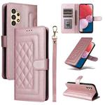 For Samsung Galaxy A13 5G / 4G Diamond Lattice Leather Flip Phone Case(Rose Gold)