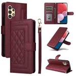 For Samsung Galaxy A13 5G / 4G Diamond Lattice Leather Flip Phone Case(Wine Red)