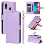 For Samsung Galaxy A20 / A30 Diamond Lattice Leather Flip Phone Case(Light Purple)