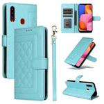 For Samsung Galaxy A20s Diamond Lattice Leather Flip Phone Case(Mint Green)