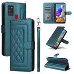 For Samsung Galaxy A21s Diamond Lattice Leather Flip Phone Case(Green)