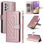 For Samsung Galaxy A32 5G Diamond Lattice Leather Flip Phone Case(Rose Gold)