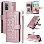 For Samsung Galaxy A71 Diamond Lattice Leather Flip Phone Case(Rose Gold)