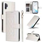 For Samsung Galaxy Note10+ Diamond Lattice Leather Flip Phone Case(White)