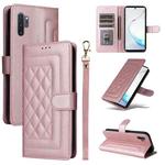 For Samsung Galaxy Note10+ Diamond Lattice Leather Flip Phone Case(Rose Gold)