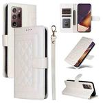 For Samsung Galaxy Note20 Ultra Diamond Lattice Leather Flip Phone Case(White)