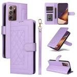 For Samsung Galaxy Note20 Ultra Diamond Lattice Leather Flip Phone Case(Light Purple)