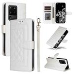 For Samsung Galaxy S20 Ultra Diamond Lattice Leather Flip Phone Case(White)