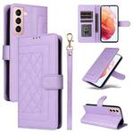 For Samsung Galaxy S21 5G Diamond Lattice Leather Flip Phone Case(Light Purple)