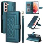 For Samsung Galaxy S21 5G Diamond Lattice Leather Flip Phone Case(Green)