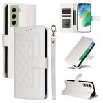 For Samsung Galaxy S21 FE 5G Diamond Lattice Leather Flip Phone Case(White)