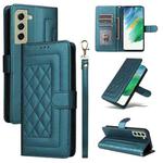 For Samsung Galaxy S21 FE 5G Diamond Lattice Leather Flip Phone Case(Green)