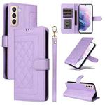 For Samsung Galaxy S21+ 5G Diamond Lattice Leather Flip Phone Case(Light Purple)