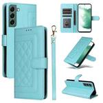 For Samsung Galaxy S22+ 5G Diamond Lattice Leather Flip Phone Case(Mint Green)