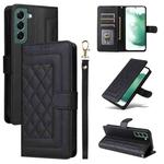 For Samsung Galaxy S22+ 5G Diamond Lattice Leather Flip Phone Case(Black)