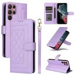For Samsung Galaxy S22 Ultra 5G Diamond Lattice Leather Flip Phone Case(Light Purple)