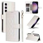 For Samsung Galaxy S23 5G Diamond Lattice Leather Flip Phone Case(White)