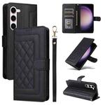 For Samsung Galaxy S23 5G Diamond Lattice Leather Flip Phone Case(Black)