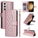 For Samsung Galaxy S23+ 5G Diamond Lattice Leather Flip Phone Case(Rose Gold)