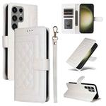 For Samsung Galaxy S23 Ultra 5G Diamond Lattice Leather Flip Phone Case(White)