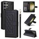 For Samsung Galaxy S23 Ultra 5G Diamond Lattice Leather Flip Phone Case(Black)