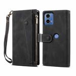 For Motorola Moto G34 ESEBLE Retro Frosted RFID Leather Phone Case(Black)