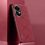 For Huawei nova 12 Pro Plain Leather PC Phone Case(Wine Red)