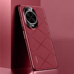 For Huawei nova 14 Plain Leather PC Phone Case(Wine Red)