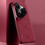 For Huawei Pura 80 5G Plain Leather PC Phone Case(Wine Red)