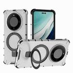 For Huawei Mate 60 Pro Grating Holder Shockproof Phone Case(Transparent)