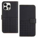 For iPhone 15 Pro Max Woven Embossed RFID Blocking Leather Phone Case(Black)