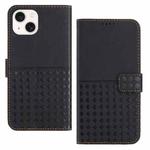 For iPhone 15 Plus Woven Embossed RFID Blocking Leather Phone Case(Black)