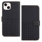 For iPhone 14 Plus Woven Embossed RFID Blocking Leather Phone Case(Black)