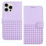 For iPhone 14 Pro Woven Embossed RFID Blocking Leather Phone Case(Purple)