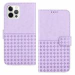For iPhone 12 / 12 Pro Woven Embossed RFID Blocking Leather Phone Case(Purple)