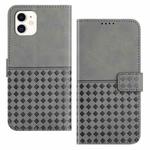 For iPhone 12 mini Woven Embossed RFID Blocking Leather Phone Case(Grey)