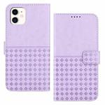 For iPhone 12 mini Woven Embossed RFID Blocking Leather Phone Case(Purple)