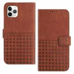 For iPhone 11 Pro Max Woven Embossed RFID Blocking Leather Phone Case(Brown)