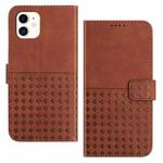 For iPhone 11 Woven Embossed RFID Blocking Leather Phone Case(Brown)