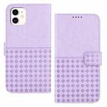 For iPhone 11 Woven Embossed RFID Blocking Leather Phone Case(Purple)